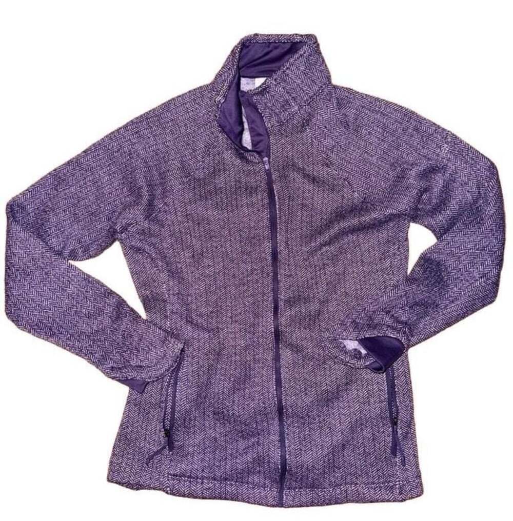 Columbia Women's Purple Herringbone Full Zip Fleece Jacket Size Large